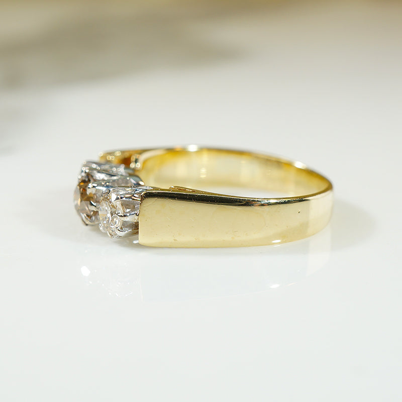 18k Gold and Platinum 3 Diamond Ring