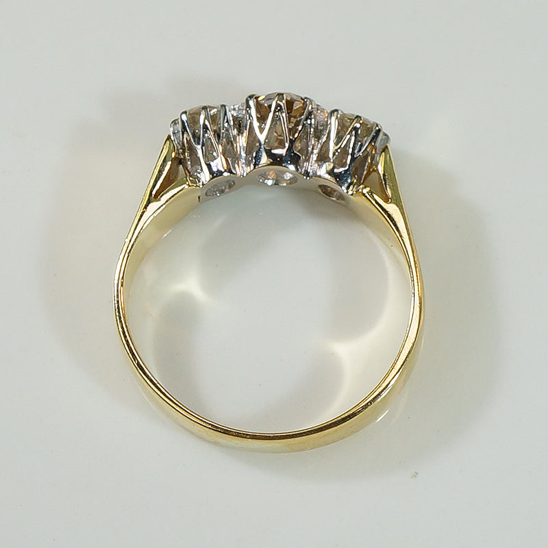 18k Gold and Platinum 3 Diamond Ring