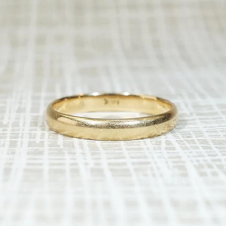Subtly Curved Vintage Gold Wedding Band