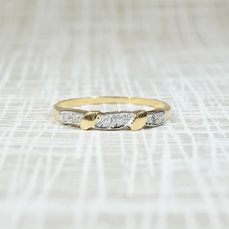 Palladium & 18k Retro Diamond Band