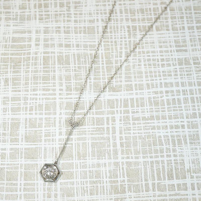 Platinum & Diamond Hexagonal Lavalier Pendant