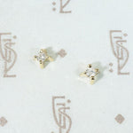 Tiny Diamond Studs in Modernist Gold Settings