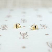 Tiny Diamond Studs in Modernist Gold Settings