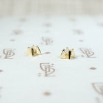 Tiny Diamond Studs in Modernist Gold Settings