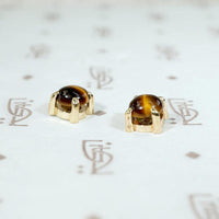 Chic Tiger's Eye in Gold Stud Earrings