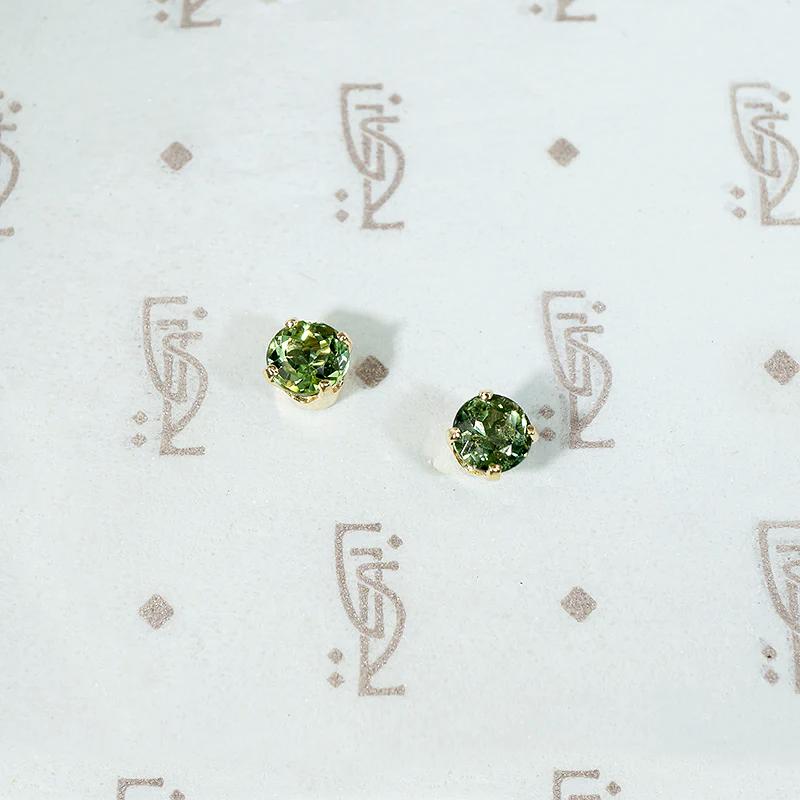 Verdant Green Tourmaline Stud Earrings