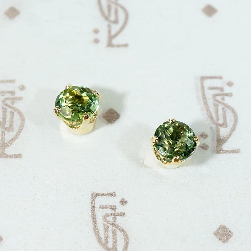 Verdant Green Tourmaline Stud Earrings