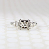 Sweet Diamond Engagement Ring with Filigree & Engraving