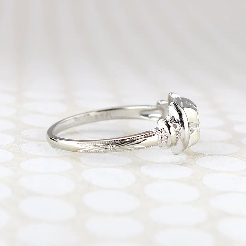Sweet Diamond Engagement Ring with Filigree & Engraving