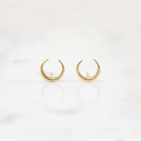Celestial Gold Crescent Moon Stud Earrings