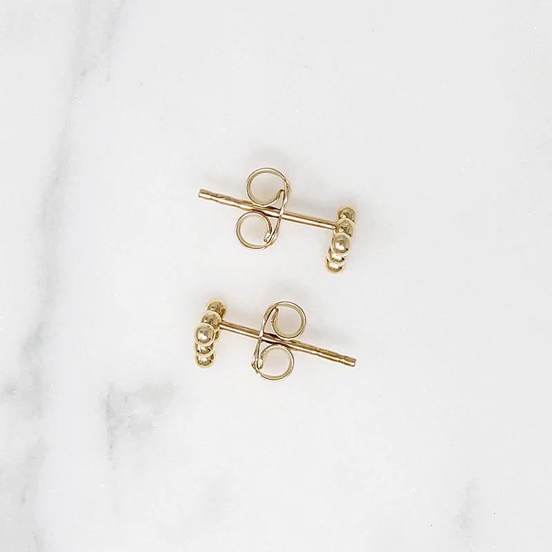 Petite Pyramid 14k Gold Stud Earrings