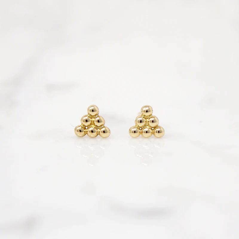Petite Pyramid 14k Gold Stud Earrings
