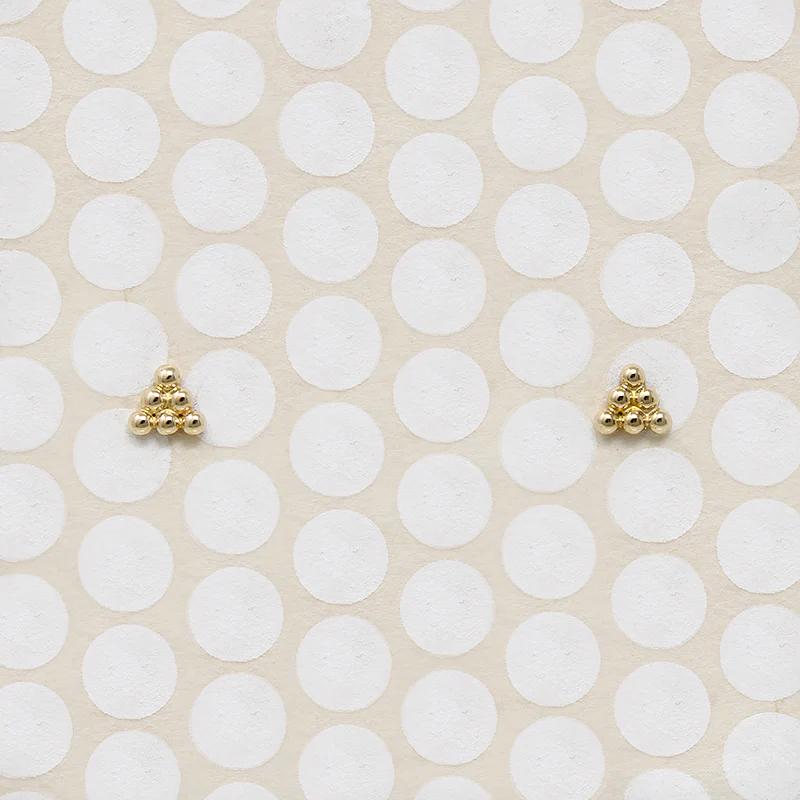 Petite Pyramid 14k Gold Stud Earrings