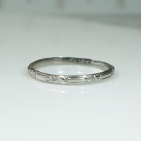 Deco Bars and Flowers Wedding Band in 18k White Gold