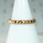 Hearts/Arrows Art Deco Gold Wedding Band Size 8