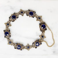 Elaborate Silver Gilt & "Sapphire" Paste Antique Bracelet