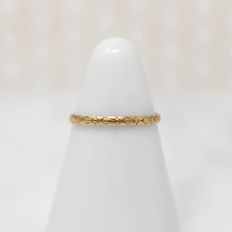 Sweetest Slip of a Floral Patterned Gold Tiny Ring