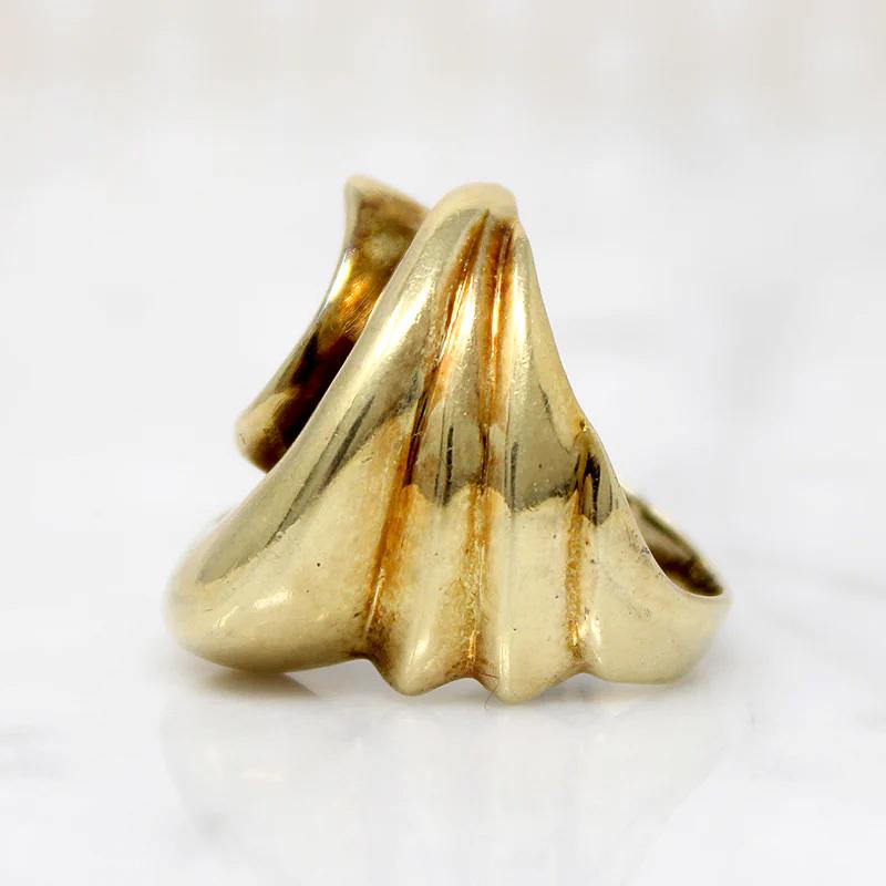 Wild Modernist Wave Gold Statement Ring