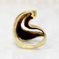 Wild Modernist Wave Gold Statement Ring