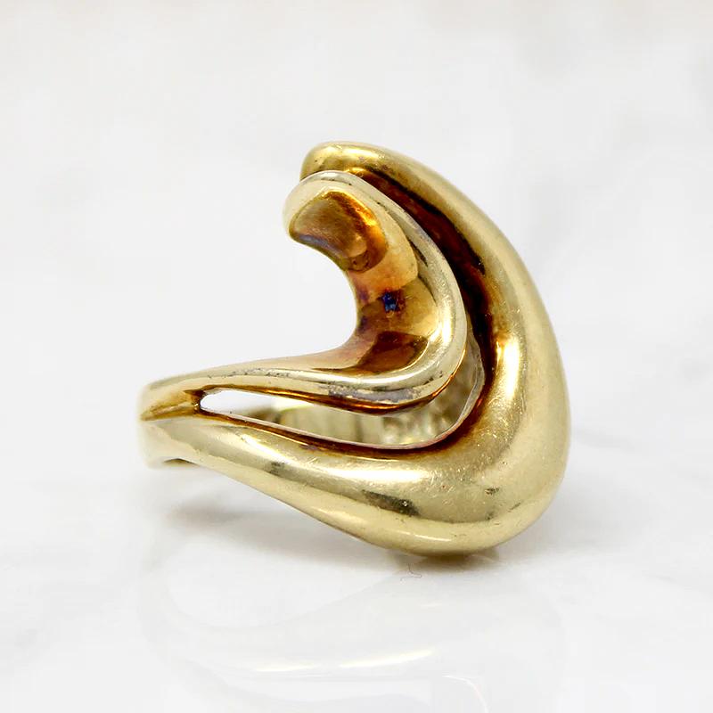 Wild Modernist Wave Gold Statement Ring