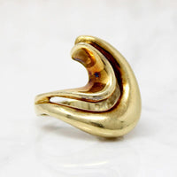 Wild Modernist Wave Gold Statement Ring