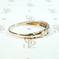 Engraved Two Tone Gold & Diamond Wedding Band