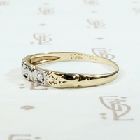 Engraved Two Tone Gold & Diamond Wedding Band