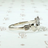 Modern White Gold Claddagh Irish Wedding Band