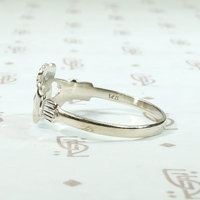 Modern White Gold Claddagh Irish Wedding Band