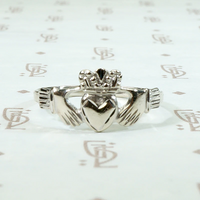 Modern White Gold Claddagh Irish Wedding Band
