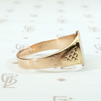 Hexagonal Face 18k Rose Gold Signet Ring