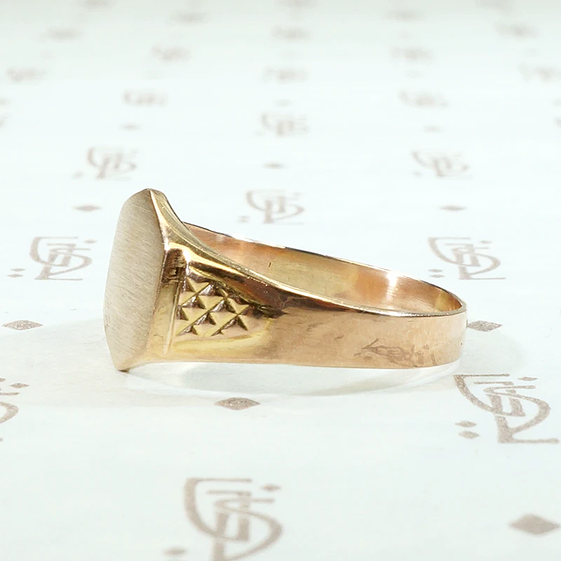 Hexagonal Face 18k Rose Gold Signet Ring