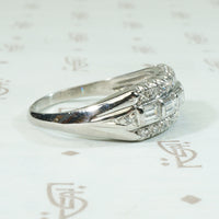 Classic Wide Platinum and Diamond Baguette Band