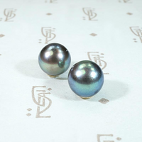 Dramatic Peacock Pearl Studs in Gold