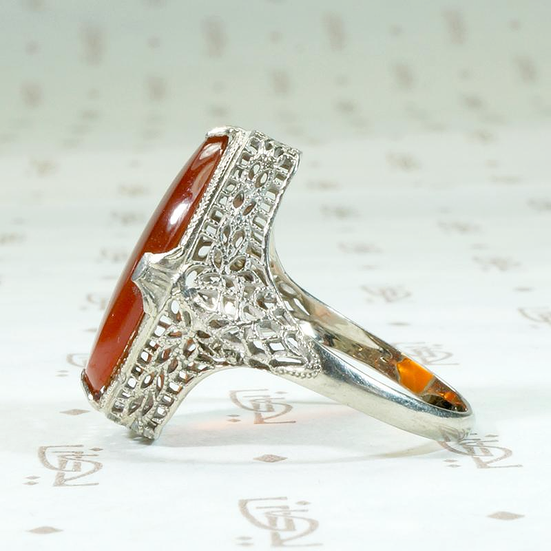 Glowing Carnelian in Ornate Filigree Ring