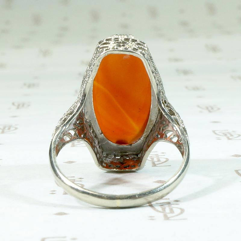 Glowing Carnelian in Ornate Filigree Ring