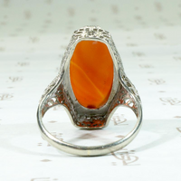Glowing Carnelian in Ornate Filigree Ring