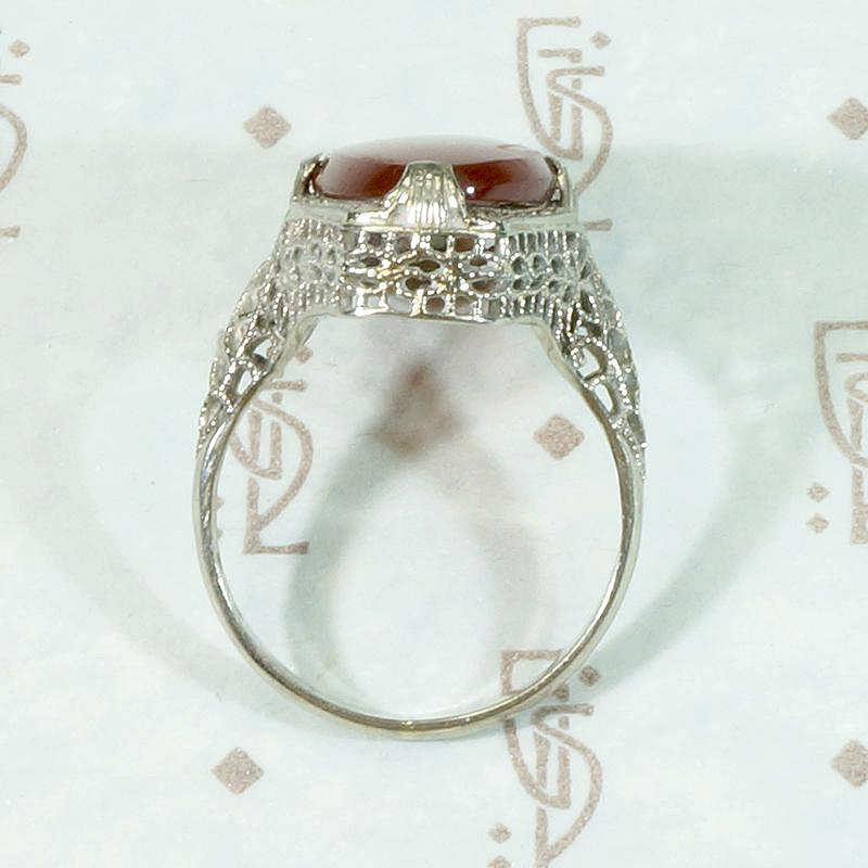 Glowing Carnelian in Ornate Filigree Ring