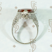 Glowing Carnelian in Ornate Filigree Ring