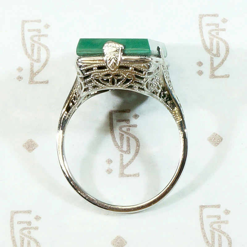 Magnificent Malachite in White Gold Filigree Ring