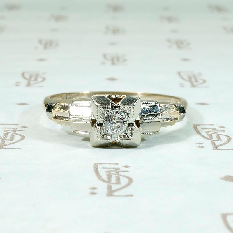 Sophisticated 1930s Architectural Engagement Ring
