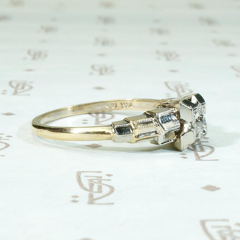 Sophisticated 1930s Architectural Engagement Ring