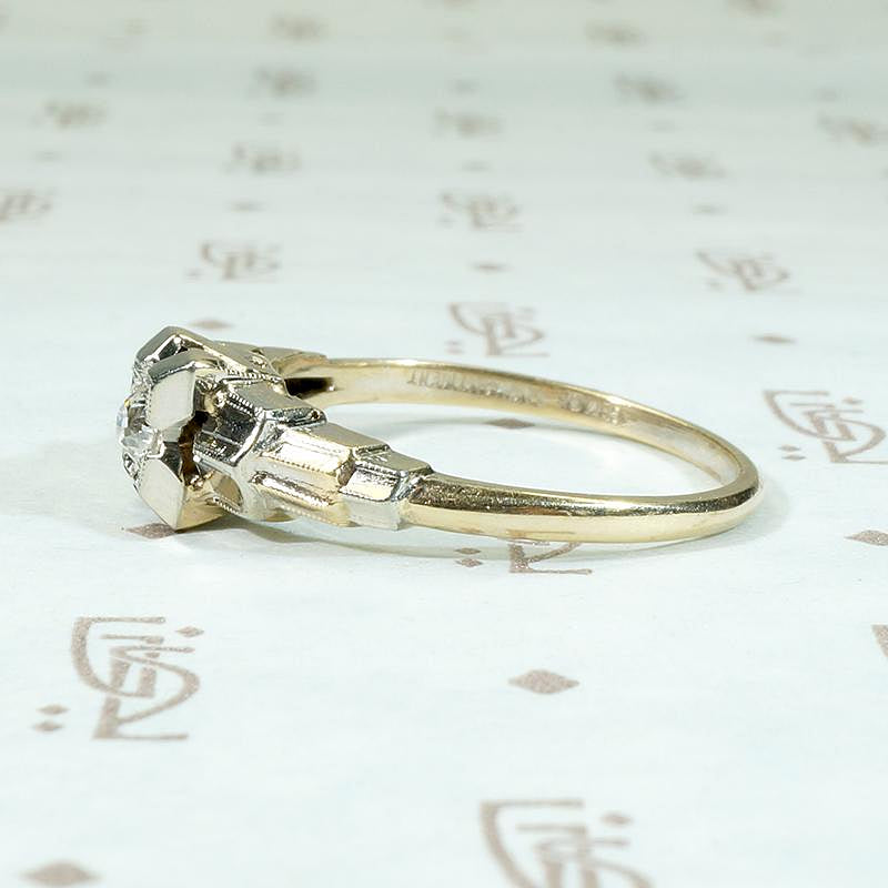 Sophisticated 1930s Architectural Engagement Ring