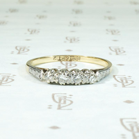 Platinum & Gold Diamond Band with Engraved Shoulders