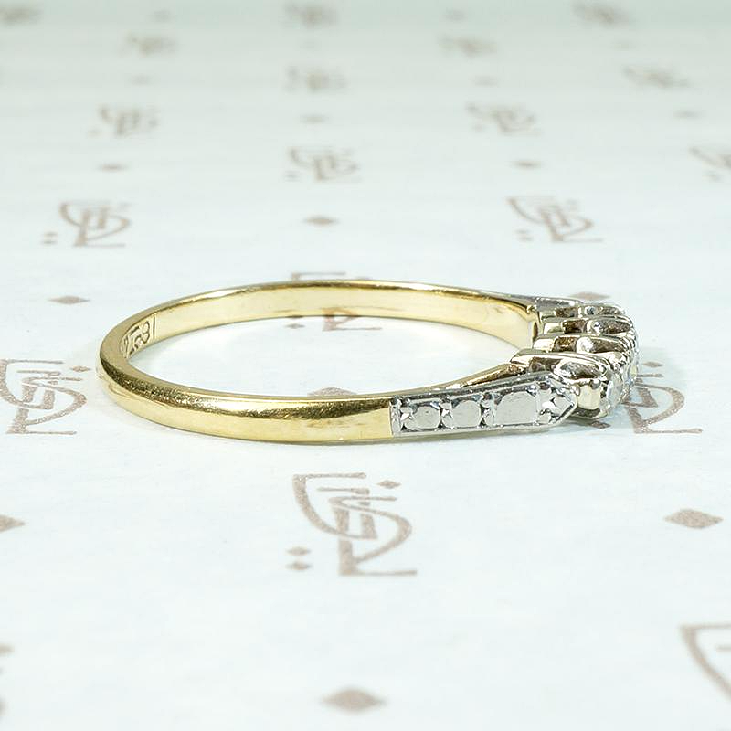 Platinum & Gold Diamond Band with Engraved Shoulders