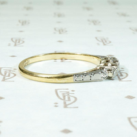 Platinum & Gold Diamond Band with Engraved Shoulders