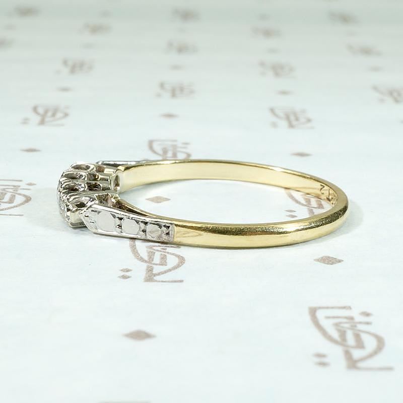 Platinum & Gold Diamond Band with Engraved Shoulders