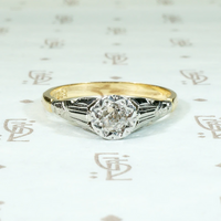 Sun Set Diamond Art Deco Engagement Ring