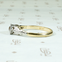 Sun Set Diamond Art Deco Engagement Ring
