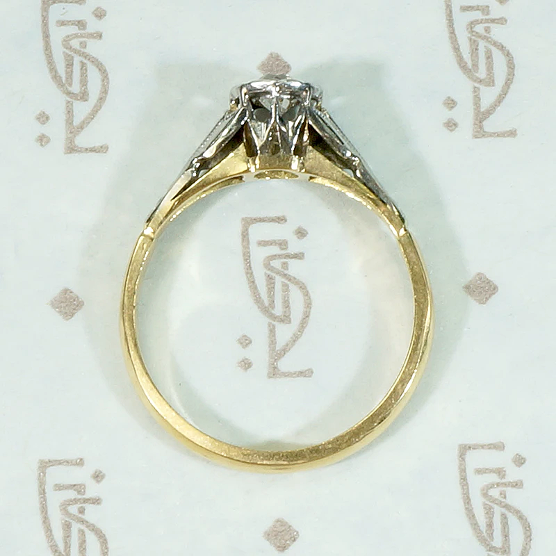 Sun Set Diamond Art Deco Engagement Ring